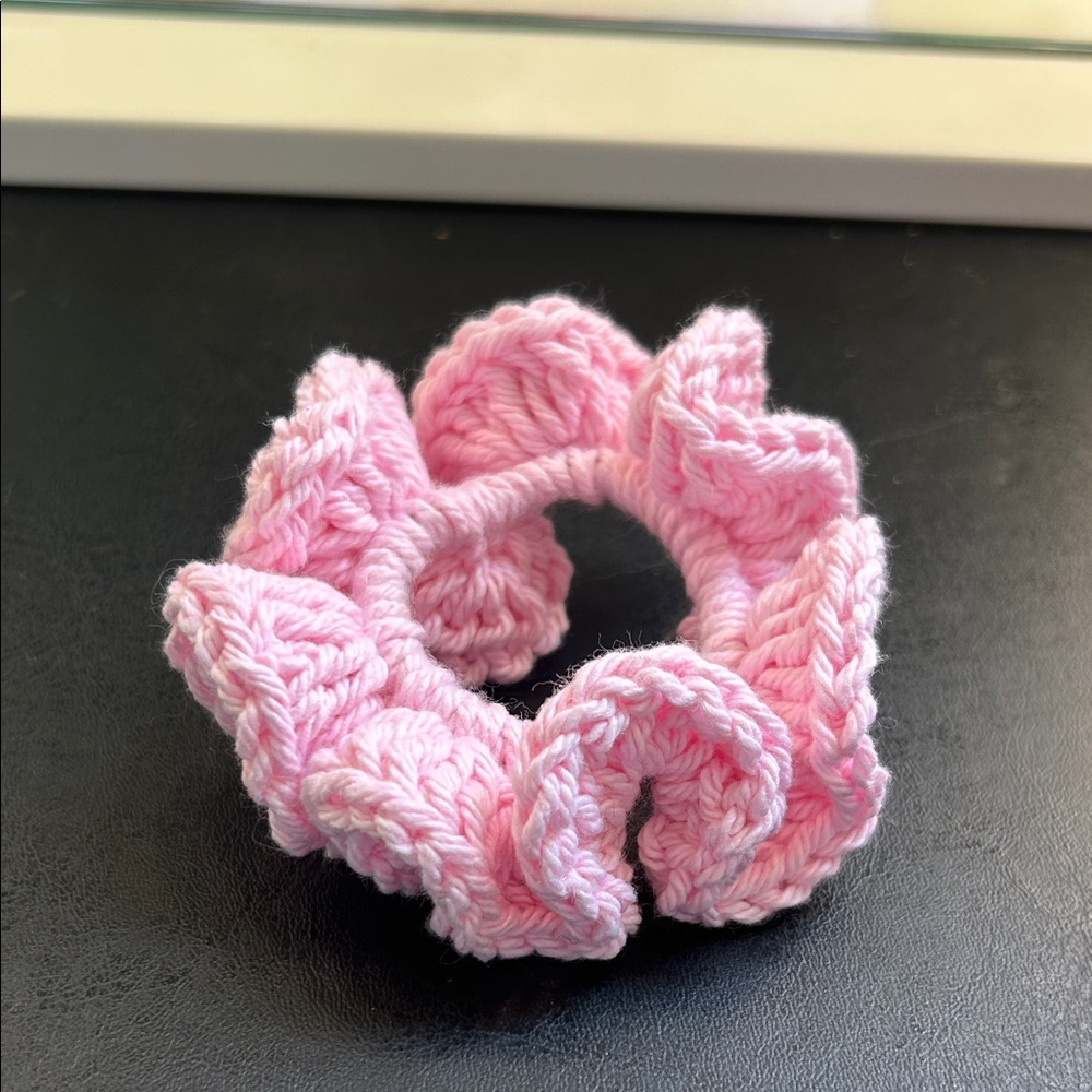 Pink Crotchet Hair Scrunchie